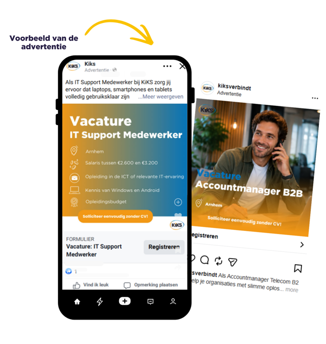 Voorbeeld van een KiKS-jobmarketingcampagne voor Accountmanager B2B op Instagram